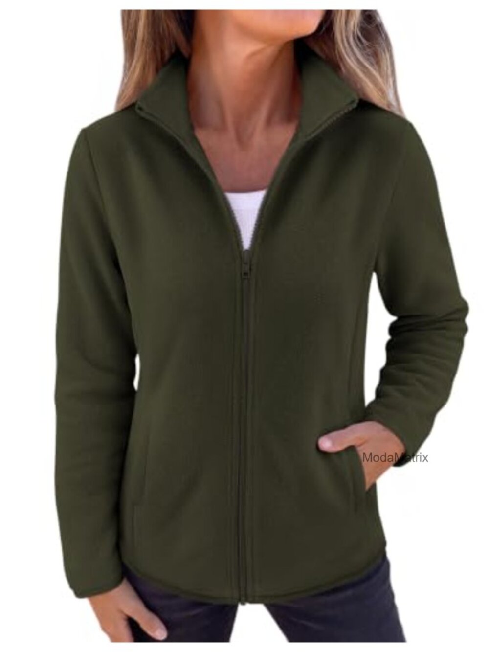 Zeagoo Women's Fleece Jacket Lightweight Zip-Up Stand Collar Fall Outwear